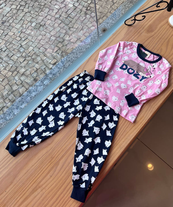 CONJUNTO PIJAMA MANGA LONGA COM CALÇA CACHORRINHOS DOZY MENINA ANGERÔ