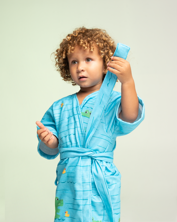 ROUPÃO MANGA CURTA COM PROTEÇÃO UV 50+ BANHO DO JACARÉ MENINO LUI BAMBINI