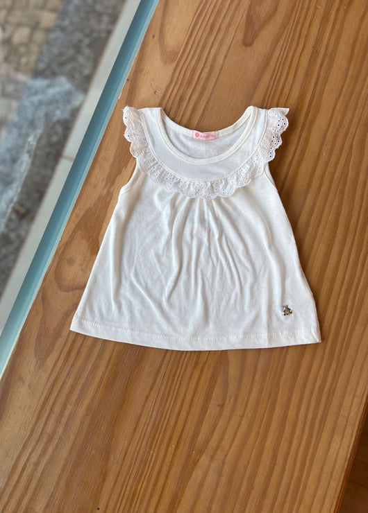 BLUSA REGATA COM GOLA EM LAISE E PINGENTE JOANINHA METÁLICO MENINA SOMNII