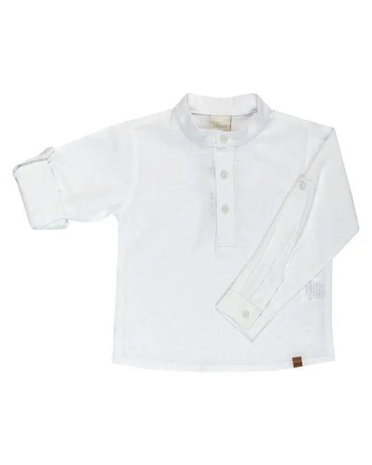 CAMISA BATA MANGA LONGA REVERSIVEL COM GOLA PADRE MENINO ANJOS BABY PRO40