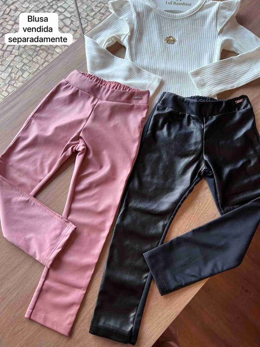 CALÇA LEGGING COURO SINTETICO PELUCIADO MENINA INFANTI