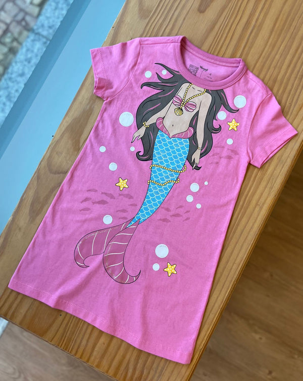 CAMISOLA MANGA CURTA MINI SEREIA COM GLITTER MENINA VEGGI