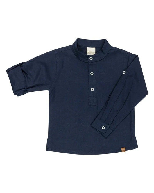 CAMISA BATA MANGA LONGA REVERSIVEL COM GOLA PADRE MENINO ANJOS BABY PRO40