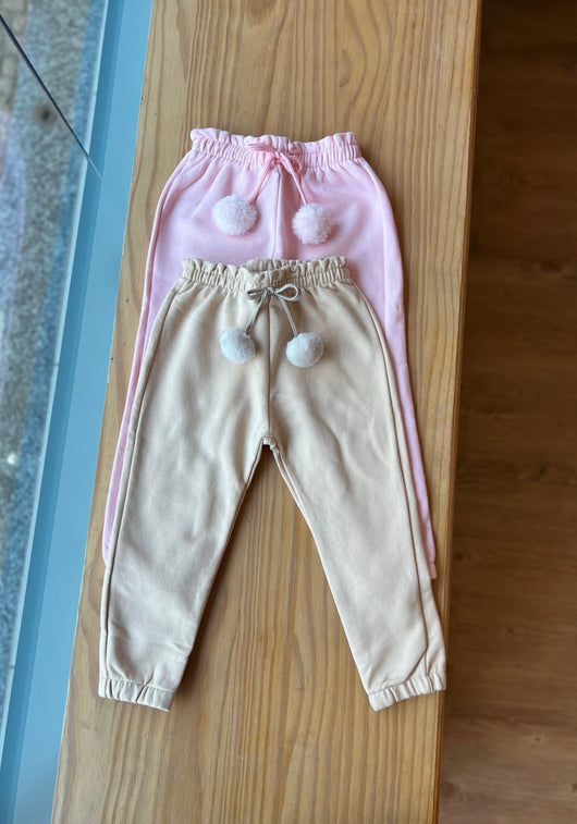 CALÇA MOLETOM FLANELADA COM CORDÃO POMPOM MENINA PULLA BULLA