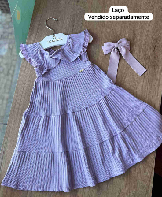 VESTIDO CANELADO VERMONT MANGA LAISE MENINA ANGERÔ