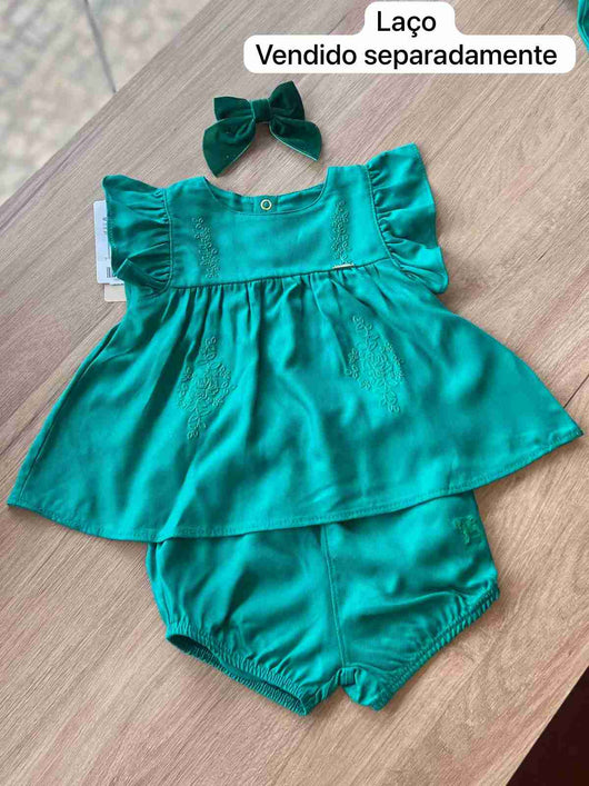 CONJUNTO MANGA CURTA BATA E SHORT EM TECIDO MENINA CHARPEY