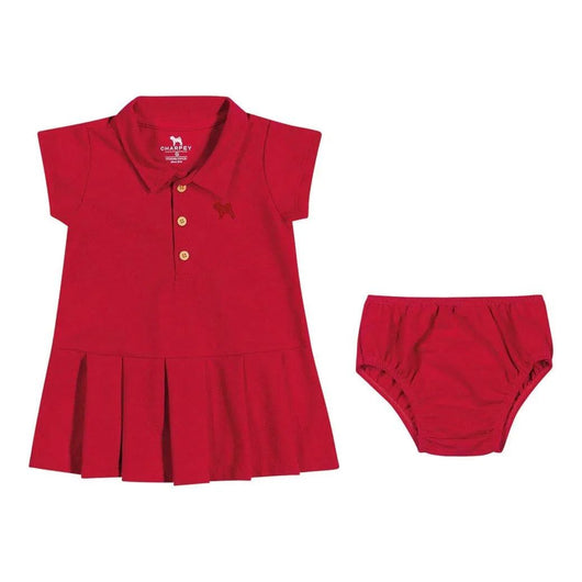 CONJUNTO VESTIDO MANGA CURTA E CALCINHA PIQUET LISO MENINA CHARPEY