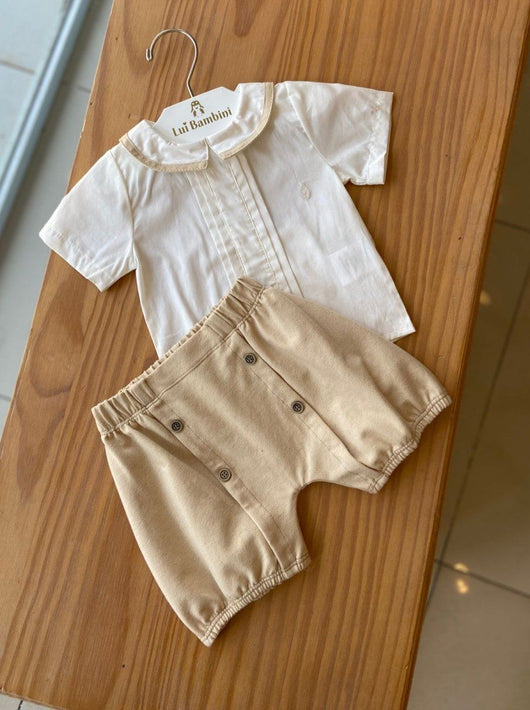 CONJUNTO BATIZADO BODY CAMISA MANGA LONGA E BERMUDA MENINO GROW UP