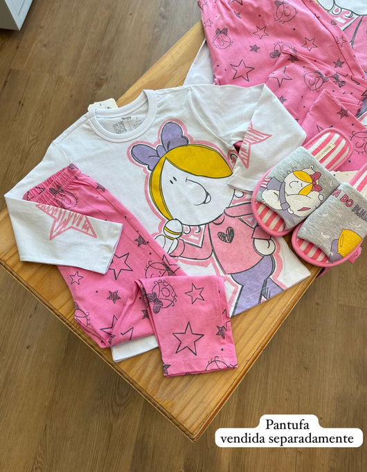 CONJUNTO PIJAMA MANGA LONGA COM CALÇA KARAOKÊ MÃE E FILHA VEGGI