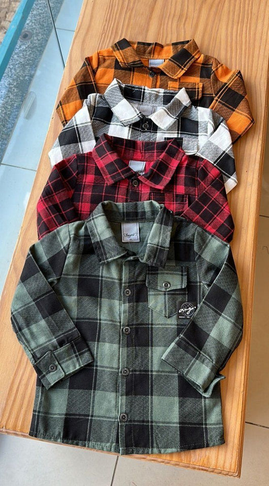 CAMISA MANGA LONGA XADREZ QUADRICULADA COM BOLSO FLANELADA MENINO ANGERÔ