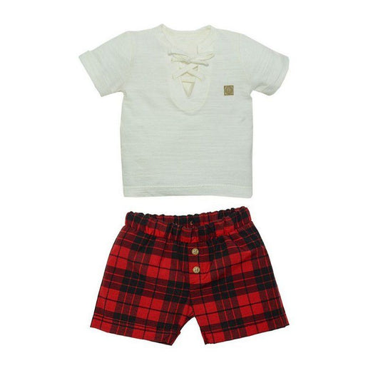 CONJUNTO CAMISETA MC E SHORT NATAL XADREZ MENINO GROW UP