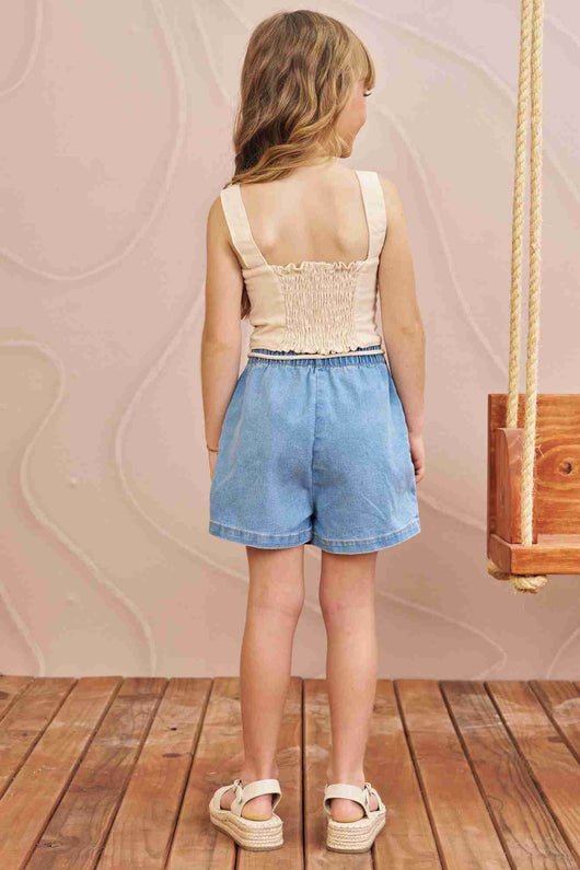 CONJUNTO CROPPED ALÇA COM BORBOLETAS MENINA INFANTI