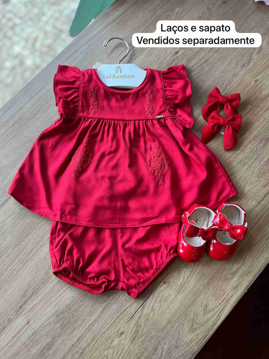 CONJUNTO MANGA CURTA BATA E SHORT EM TECIDO MENINA CHARPEY