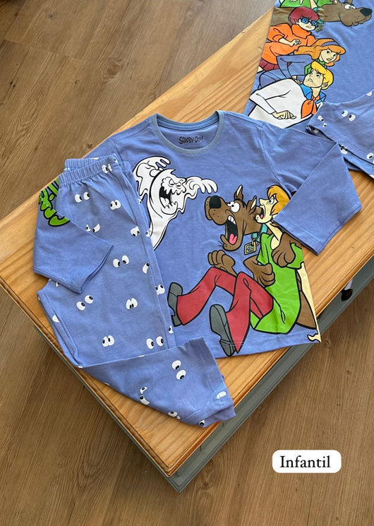 CONJUNTO PIJAMA MANGA LONGA E CURTA COM SHORT E CALÇA SCOOBY-DOO MÃE E FILHA VEGGI