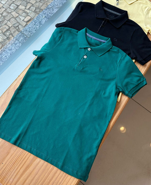 CAMISA MANGA CURTA GOLA POLO COM BORDADO E BOTÕES MENINO OGOCHI