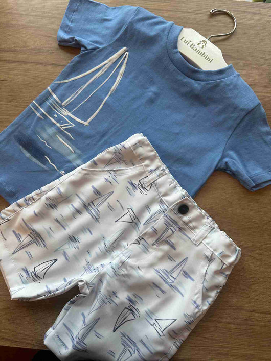 CONJUNTO MC VELEIRO BOAT E BERMUDA MENINO HAVE FUN