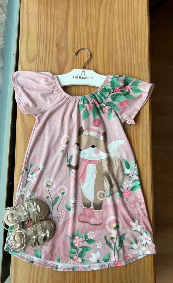 VESTIDO MANGA CURTA RAPOSINHA FLORAL MENINA INFANTI