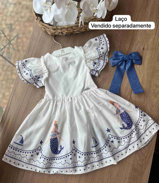 VESTIDO MANGA CURTA AMARRAÇÃO SEREIA BABADOS MENINA MON SUCRÉ