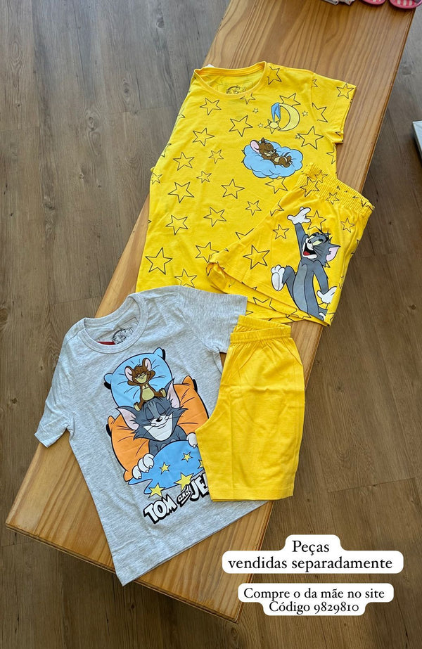 CONJUNTO BLUSA PIJAMA MANGA CURTA E SHORT TOM AND JERRY LINCENCIADO MENINO VEGGI