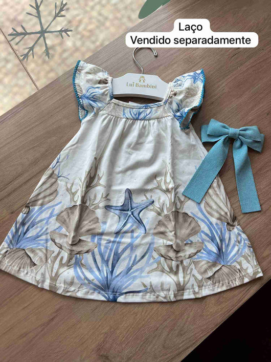 VESTIDO ALÇA BABADO ALGAS MARINHA MENINA MILON