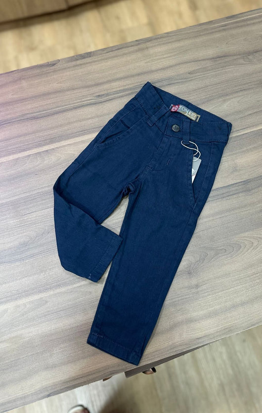 CALÇA JEANS SARJA COM BOLSO AJUSTE INTERNO E ZÍPER MENINO TOM ERY