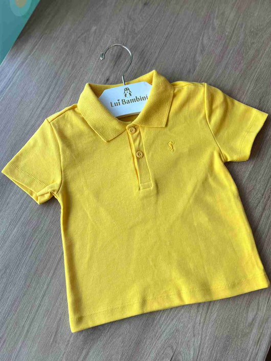 CAMISA MANGA CURTA GOLA POLO SUEDINE COM BORDADO MENINO ONDA MARINHA