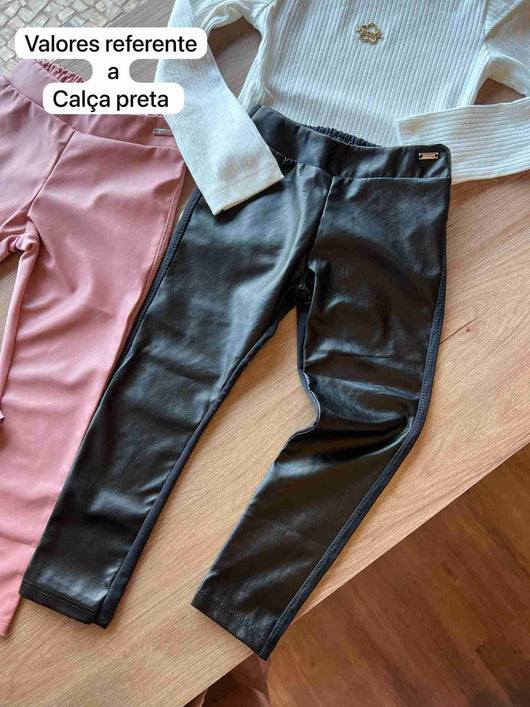 CALÇA LEGGING COURO SINTETICO PELUCIADO MENINA INFANTI