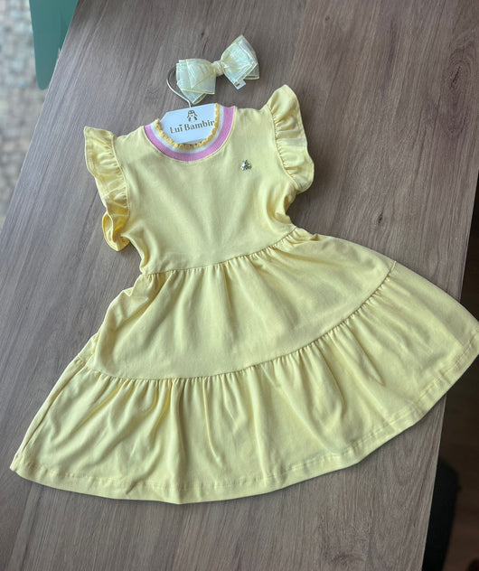 VESTIDO MANGA CURTA MARIAS GOLA LISTRADA COM BABADO MENINA SOMNII