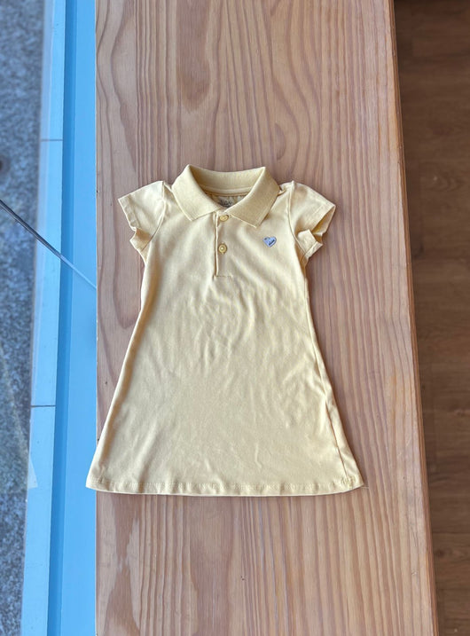 VESTIDO MANGA CURTA GOLA POLO COM BOTÕES E CORAÇÃO MENINA ELIAN