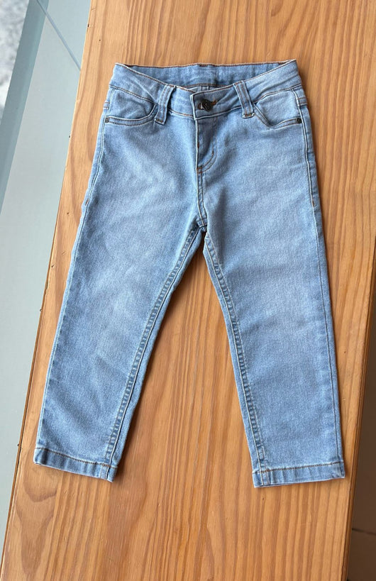 CALÇA JEANS COM ELASTANO BOLSOS E AJUSTE INTERNO MENINO ONDA MARINHA