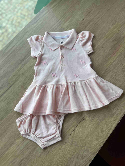 VESTIDO MANGA CURTA POLO E CALCINHA PIQUET MENINA CHARPEY