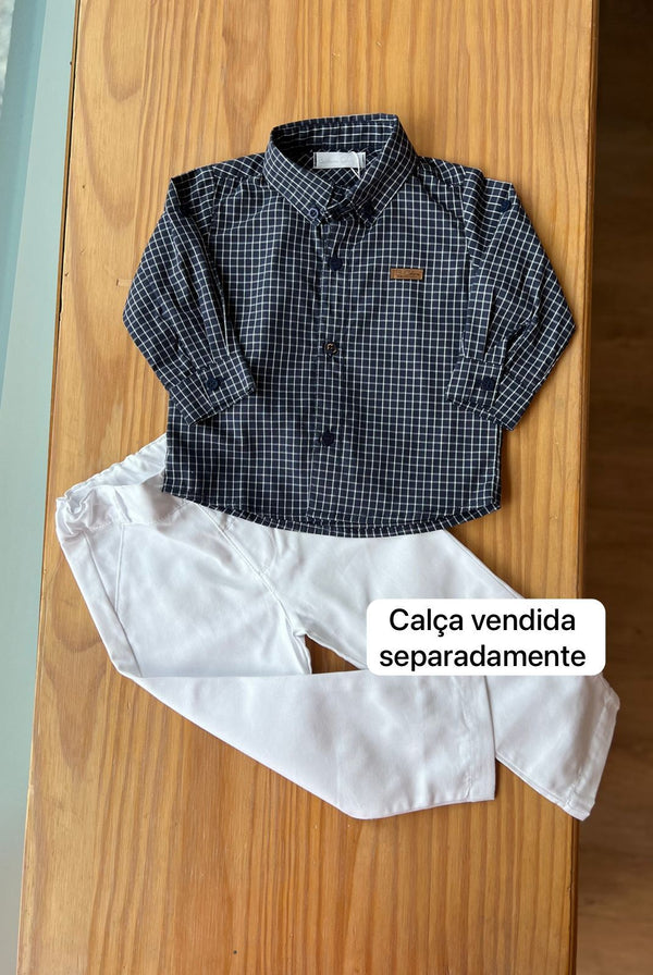 CAMISA SOCIAL MANGA LONGA XADREZ REVERSÍVEL COM BOTÕES MENINO BARBARA KIDS