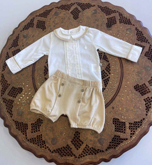 CONJUNTO BATIZADO BODY CAMISA MANGA LONGA E BERMUDA MENINO GROW UP