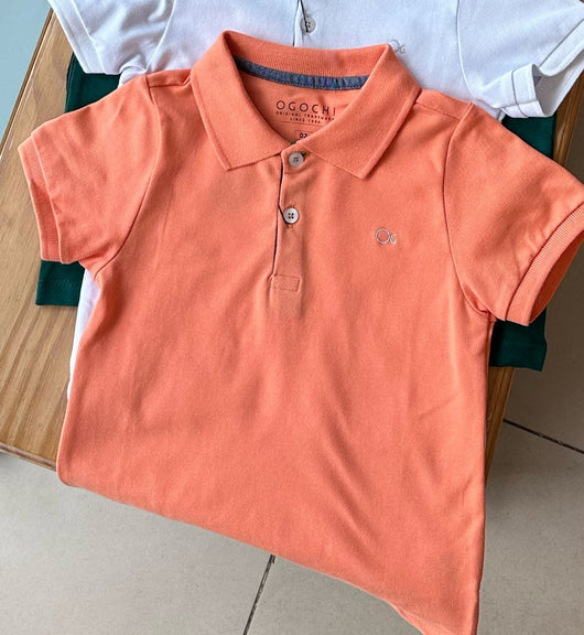 CAMISA MANGA CURTA GOLA POLO COM BORDADO E BOTÕES MENINO OGOCHI