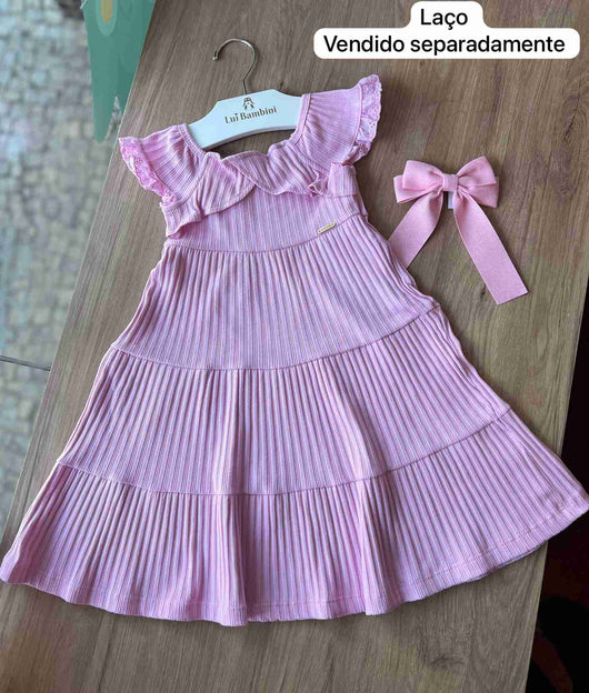 VESTIDO CANELADO VERMONT MANGA LAISE MENINA ANGERÔ