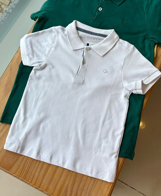 CAMISA MANGA CURTA GOLA POLO COM BORDADO E BOTÕES MENINO OGOCHI