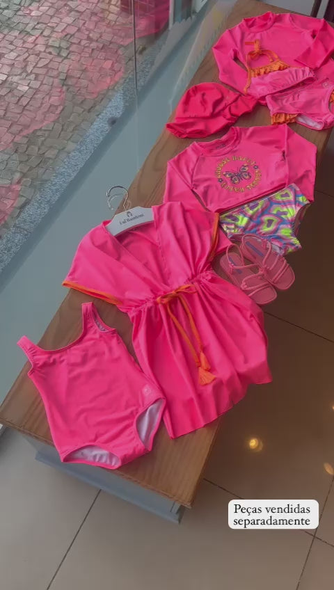 CONJUNTO BIQUINI DE ALÇA COM AMARRAÇÃO E CALCINHA BABADOS UV50+ MENINA FAKINI