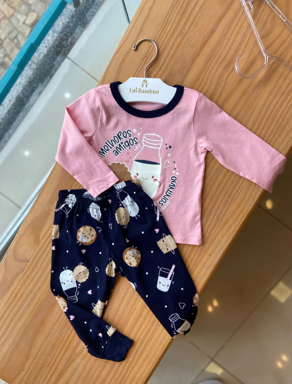 CONJUNTO PIJAMA BLUSA MANGA LONGA E CALÇA BISCOITINHOS MENINA ALAKAZOO