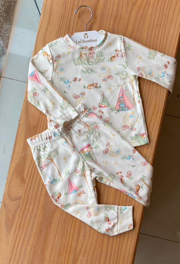 CONJUNTO PIJAMA BLUSA MANGA LONGA E CALÇA ANIMAIS FLORESTA MENINA ALAKAZOO