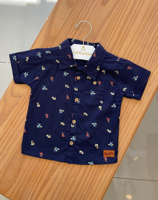 CAMISA MANGA CURTA COM BOTÕES E BOLSO DRAGÕES MENINO TIP TOP - CAMISA MENINO - MENINO - SOCIAL MENINO