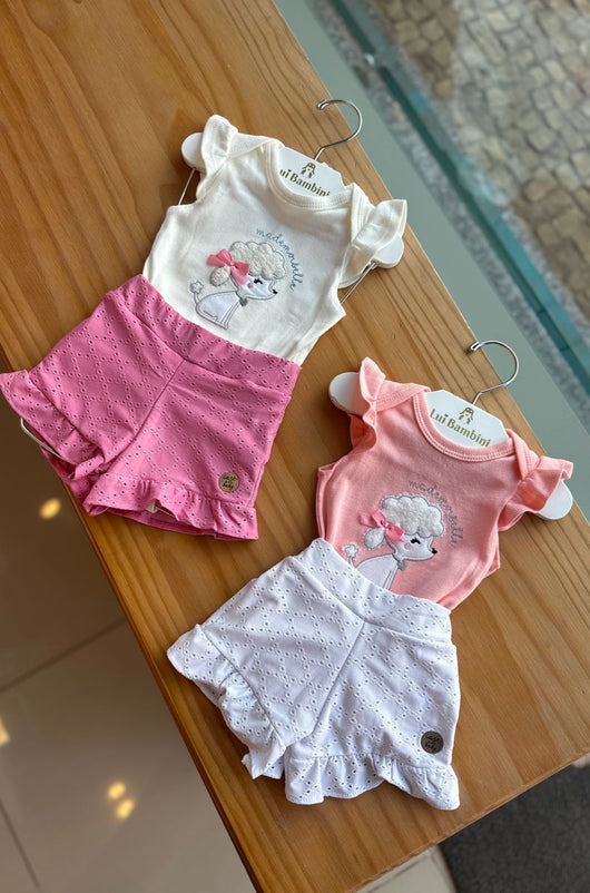 CONJUNTO BODY MANGA CURTA POODLE PELUCIADO BORDADO COM SHORT LAISE MENINA IAZE - CONJUNTO INFANTIL FEMININO - CONJUNTO MENINA - MENINA