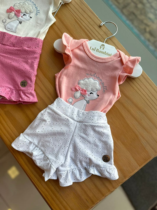 CONJUNTO BODY MANGA CURTA POODLE PELUCIADO BORDADO COM SHORT LAISE MENINA IAZE - CONJUNTO INFANTIL FEMININO - CONJUNTO MENINA - MENINA