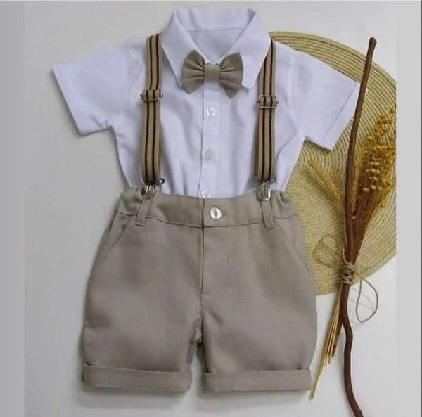 CONJUNTO CAMISA MC BERMUDA GRAVATA SUSPENSORIO LISTRADO MENINO MAGIC ZOO