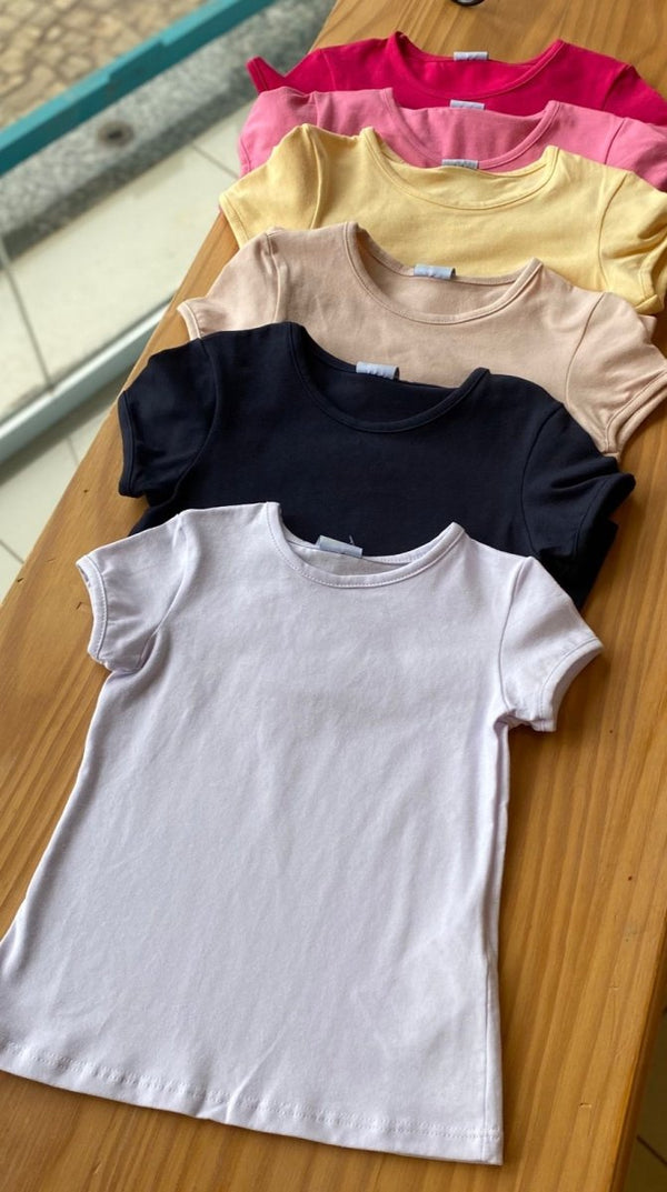 BLUSA MANGA CURTA BÁSICA LISA MENINA ALENICE - BLUSA MENINA - MENINA - MODA INFANTIL