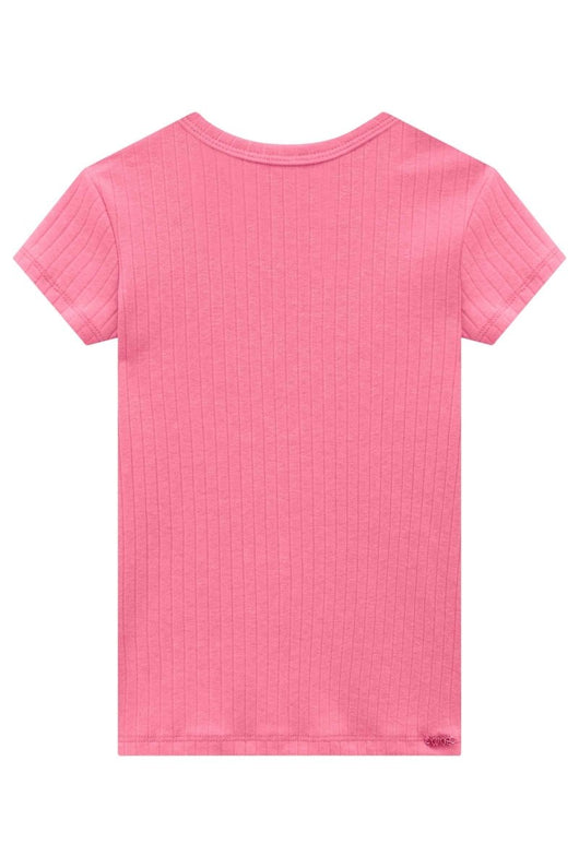 BLUSA MANGA CURTA CANELADA LISA MENINA KUKIE - BLUSA MENINA - cf-cor-laranja - cf-cor-rosa-neon