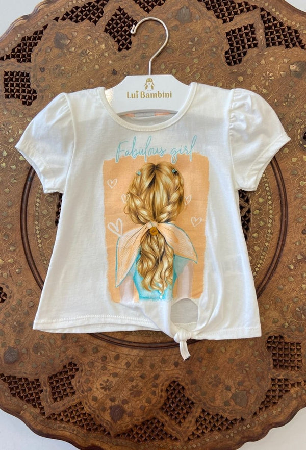 BLUSA MANGA CURTA COM AMARRACAO FABULOUS GIRL GLITTER MENINA ALAKAZOO - BLUSA MENINA - MENINA - MODA INFANTIL