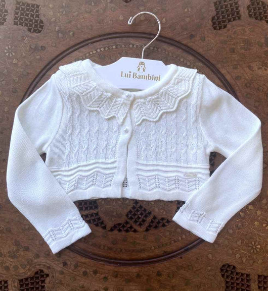 BOLERO MANGA LONGA EM TRICÔ COM BABADO E TRANÇAS MENINA NORUEGA - MENINA - MODA INFANTIL - MODA INFANTIL FEMININA