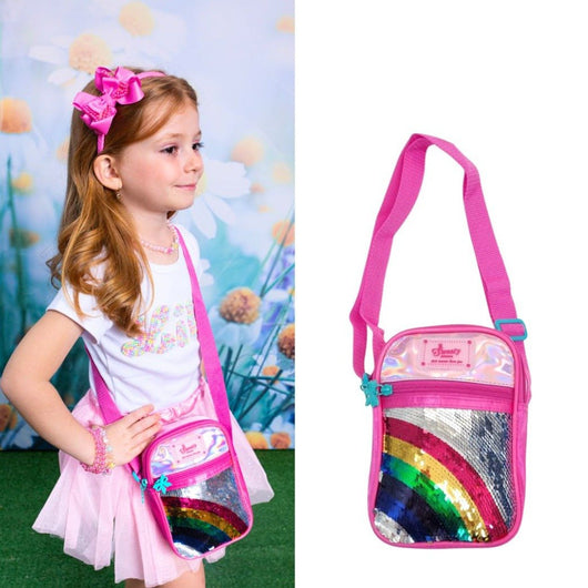 BOLSA TRANSVERSAL ARCO ÍRIS E PAETES COM ZÍPER MENINA LUI BAMBINI - ACESSORIO MENINA - BOLSA MENINA - MENINA