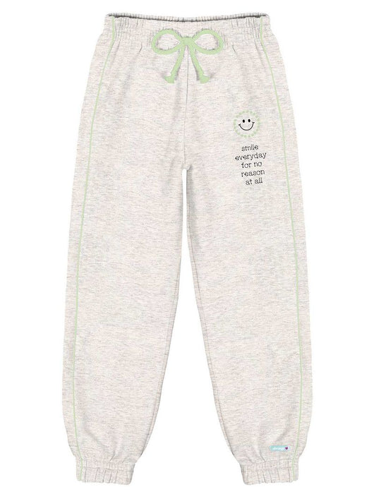 CALÇA EM MOLETOM FELPADO COM CADARÇO EMOJI SMILE MENINA ABRANGE - CALÇA MENINA - INVERNO MENINA - MENINA