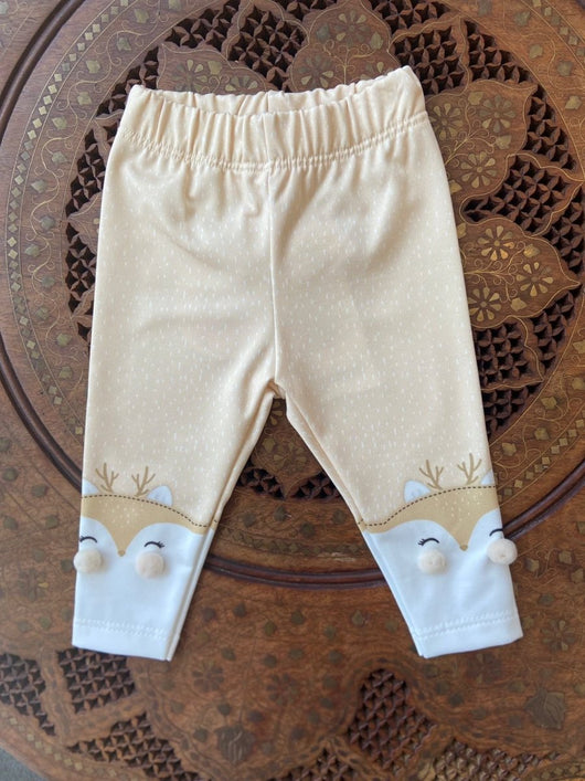 CALCA LEGGING BICHINHOS POMPOM MENINA KUKIE - CALÇA MENINA - cf-cor-creme - cf-cor-mescla